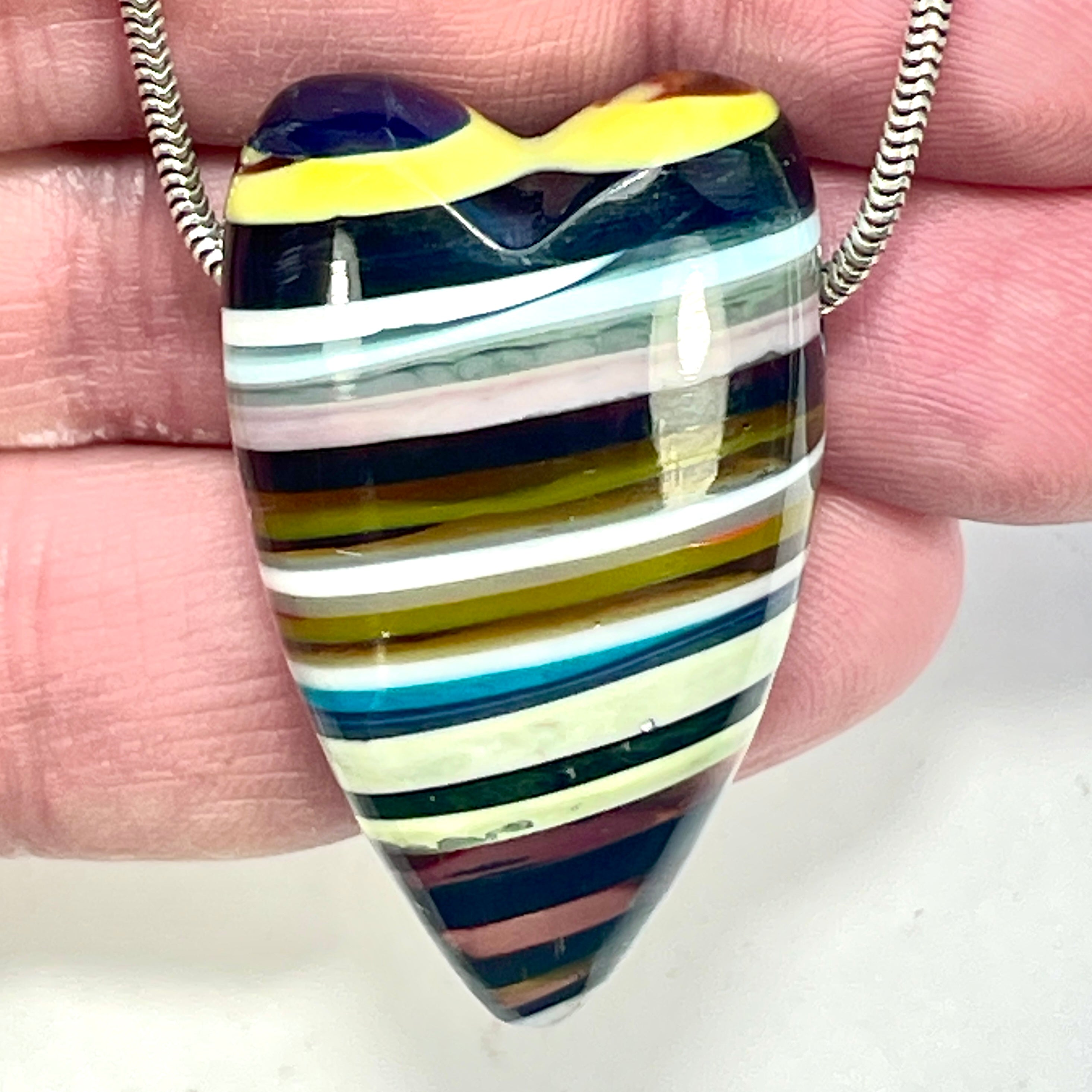 DVH Surfite (Surfboard Resin) Heart Bead Pendant, Fordite-Style 40x24x15mm (6323) - DVHdesigns