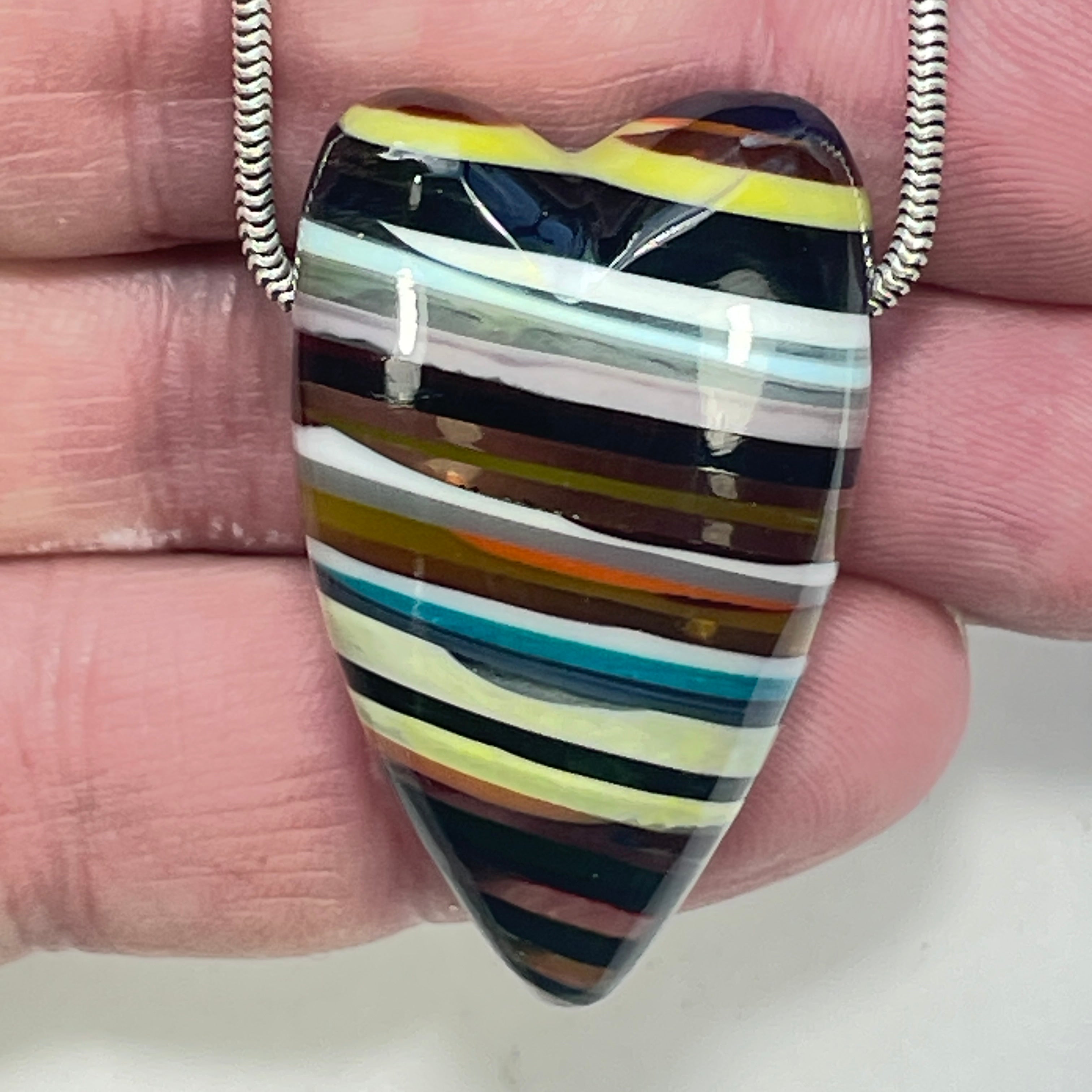 DVH Surfite (Surfboard Resin) Heart Bead Pendant, Fordite-Style 40x24x15mm (6323) - DVHdesigns