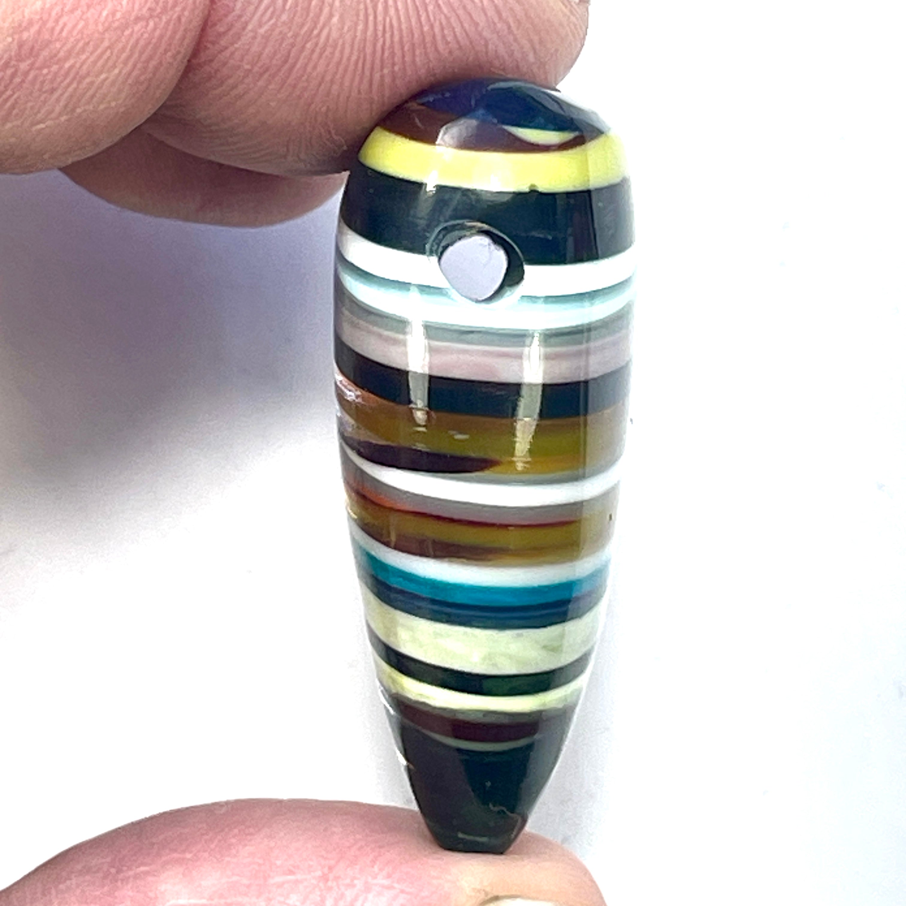 DVH Surfite (Surfboard Resin) Heart Bead Pendant, Fordite-Style 40x24x15mm (6323) - DVHdesigns