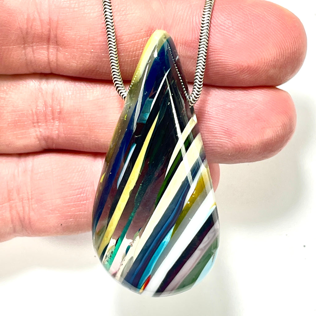 DVH Surfite (Surfboard Resin) Freeform Bead Pendant, Fordite-Style 53x26x15mm (6446)