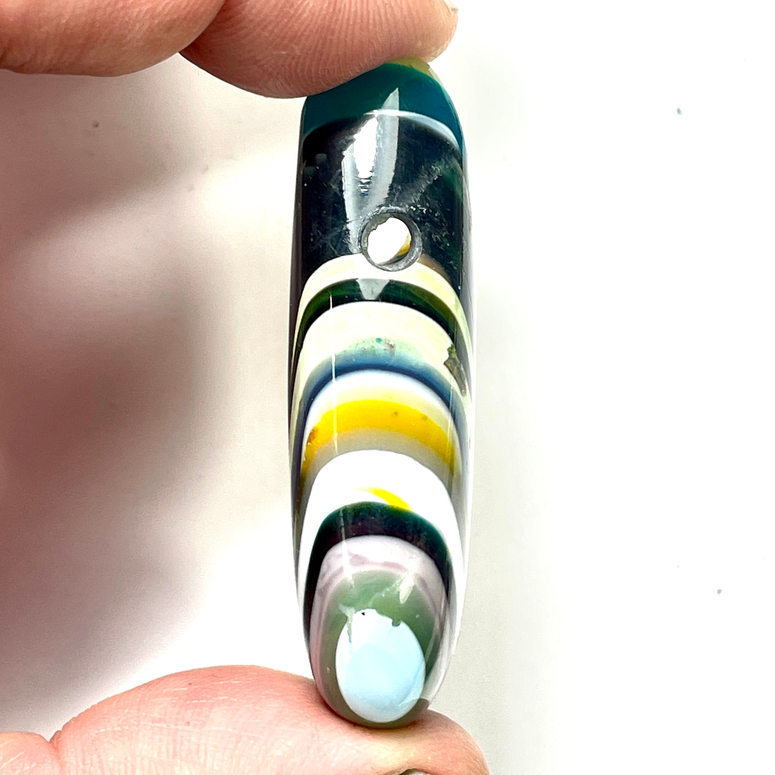 DVH Surfite (Surfboard Resin) Freeform Bead Pendant, Fordite-Style 53x26x15mm (6446)