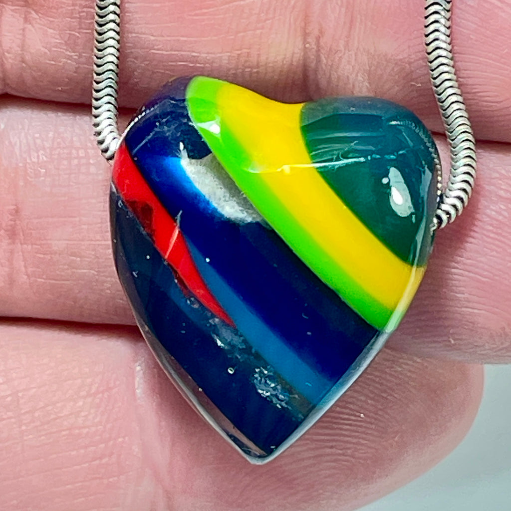 DVH Surfite (Surfboard Resin) Heart Bead Pendant, Fordite-Style 27x22x12mm (6447)