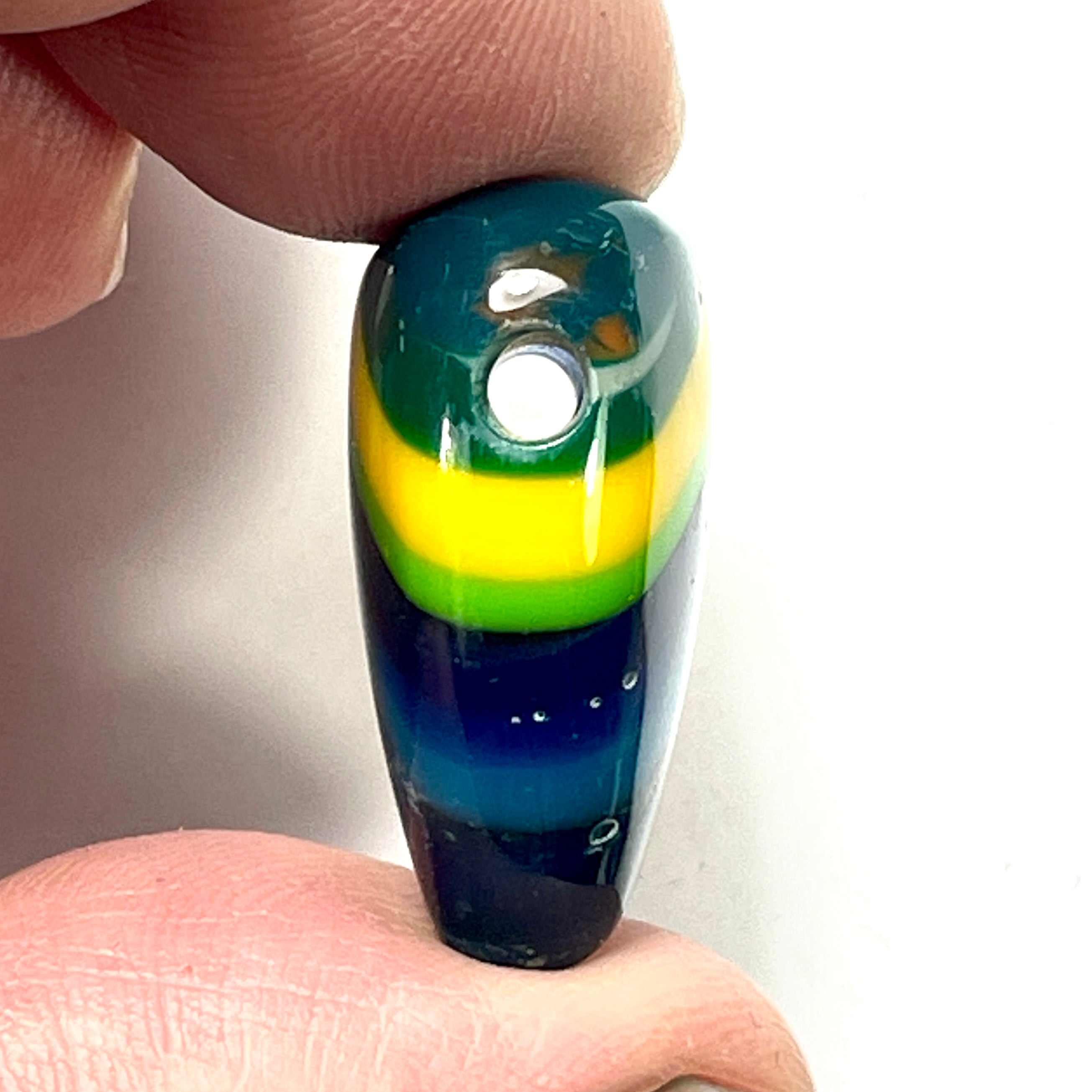 DVH Surfite (Surfboard Resin) Heart Bead Pendant, Fordite-Style 27x22x12mm (6447)