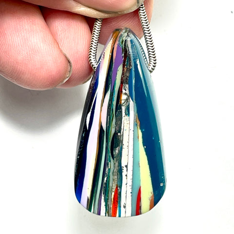 DVH Surfite (Surfboard Resin) Freeform Bead Pendant, Fordite-Style 42x21x15mm (6448)