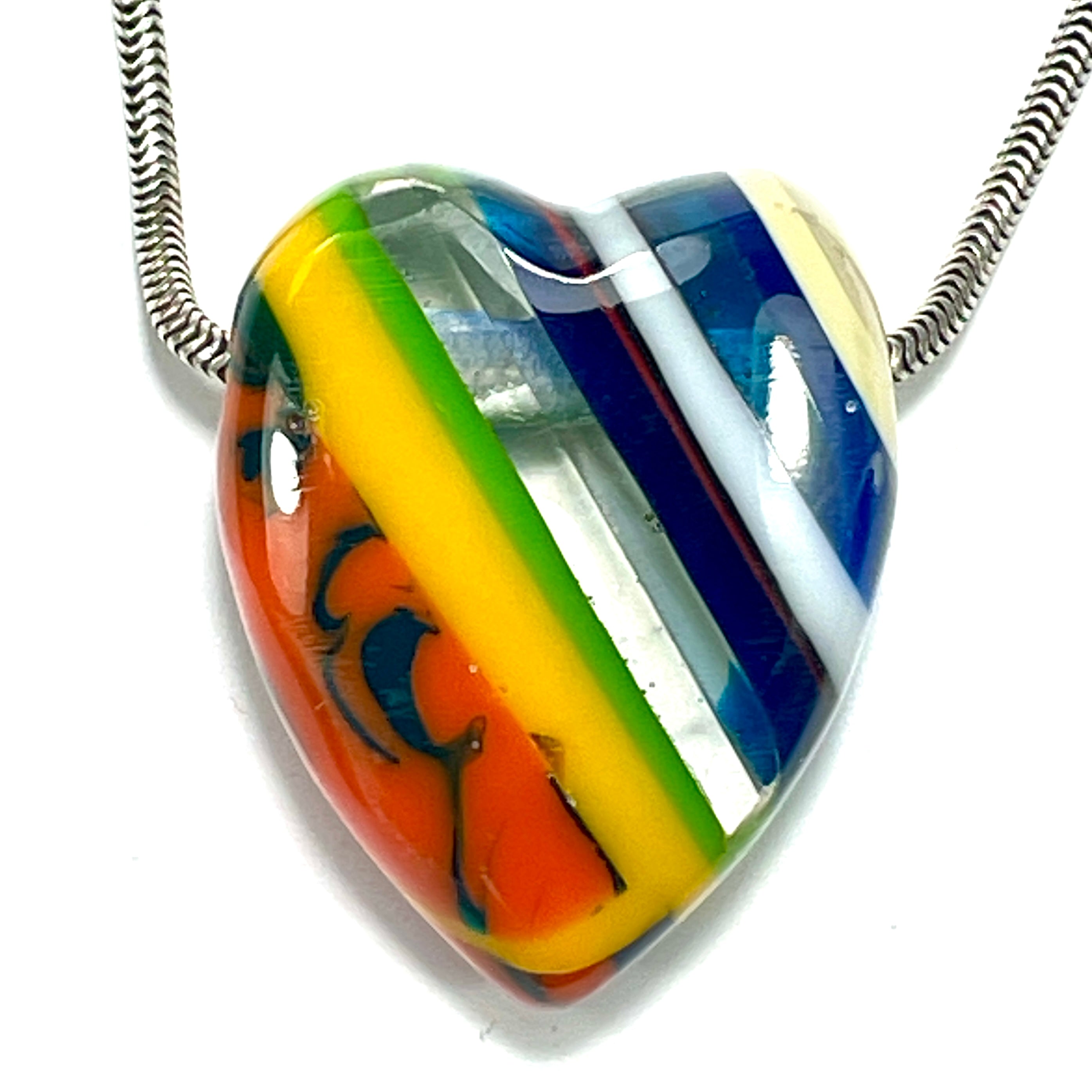 DVH Surfite (Surfboard Resin) Heart Bead Pendant, Fordite-Style 30x24x12mm (6449)