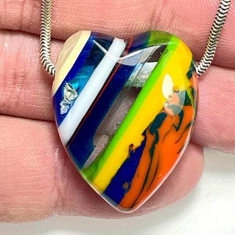 DVH Surfite (Surfboard Resin) Heart Bead Pendant, Fordite-Style 30x24x12mm (6449)