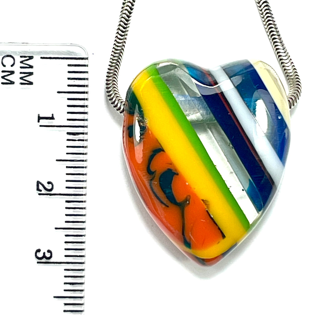 DVH Surfite (Surfboard Resin) Heart Bead Pendant, Fordite-Style 30x24x12mm (6449)