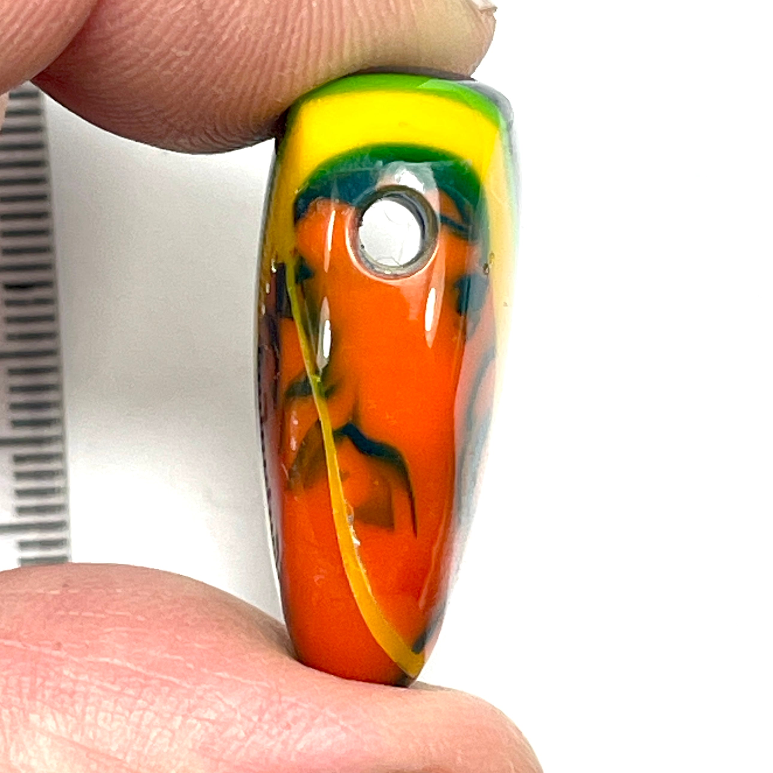 DVH Surfite (Surfboard Resin) Heart Bead Pendant, Fordite-Style 30x24x12mm (6449)