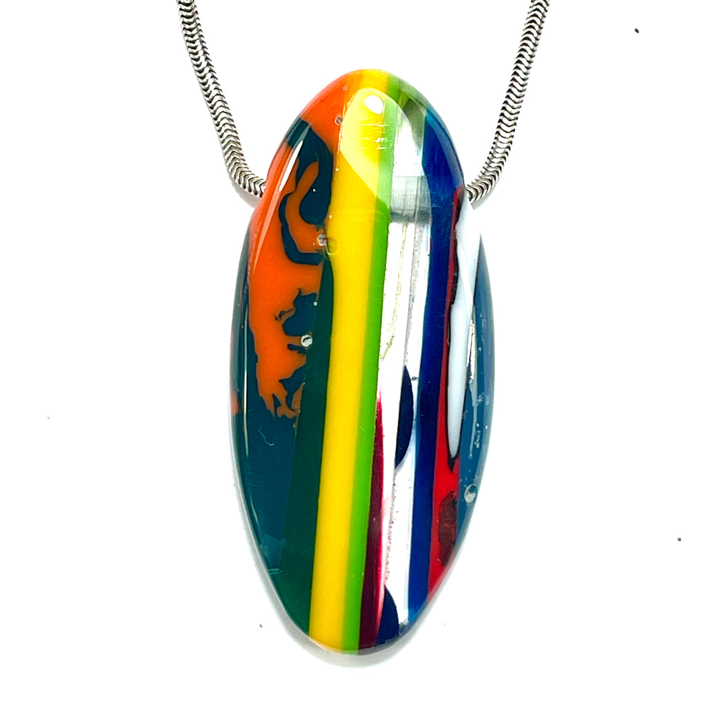 DVH Surfite (Surfboard Resin) Freeform Bead Pendant, Fordite-Style 54x24x9mm (6450)