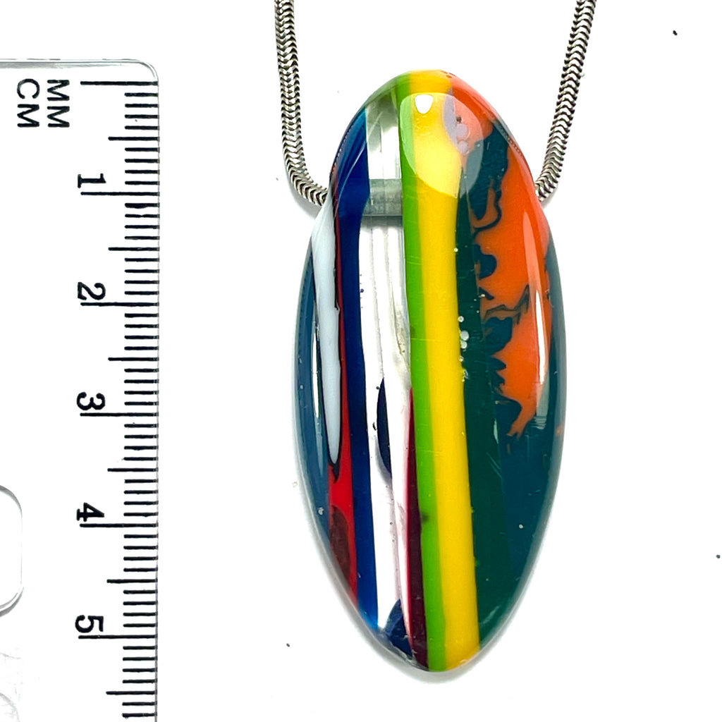 DVH Surfite (Surfboard Resin) Freeform Bead Pendant, Fordite-Style 54x24x9mm (6450)