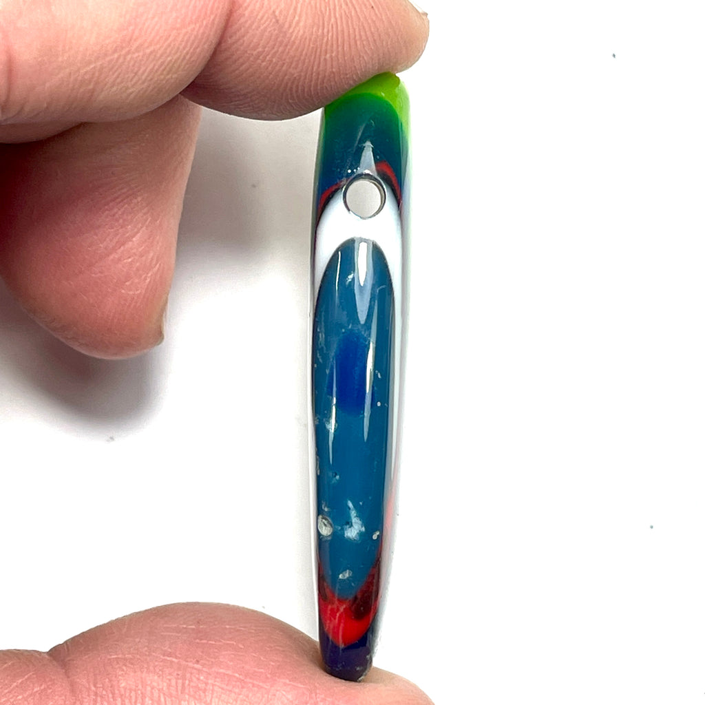 DVH Surfite (Surfboard Resin) Freeform Bead Pendant, Fordite-Style 54x24x9mm (6450)