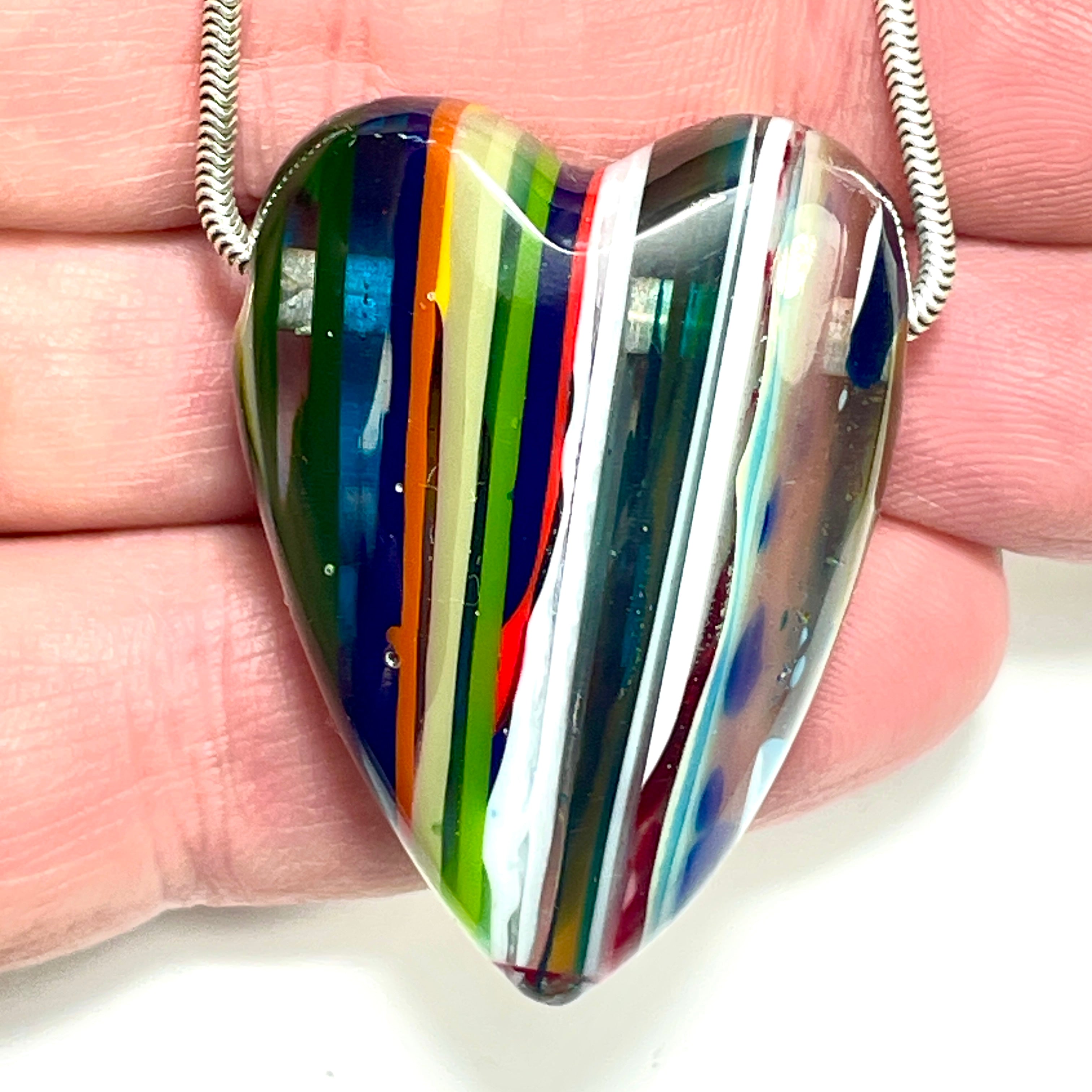 DVH Surfite (Surfboard Resin) Heart Bead Pendant, Fordite-Style 42x31x15mm (6451)