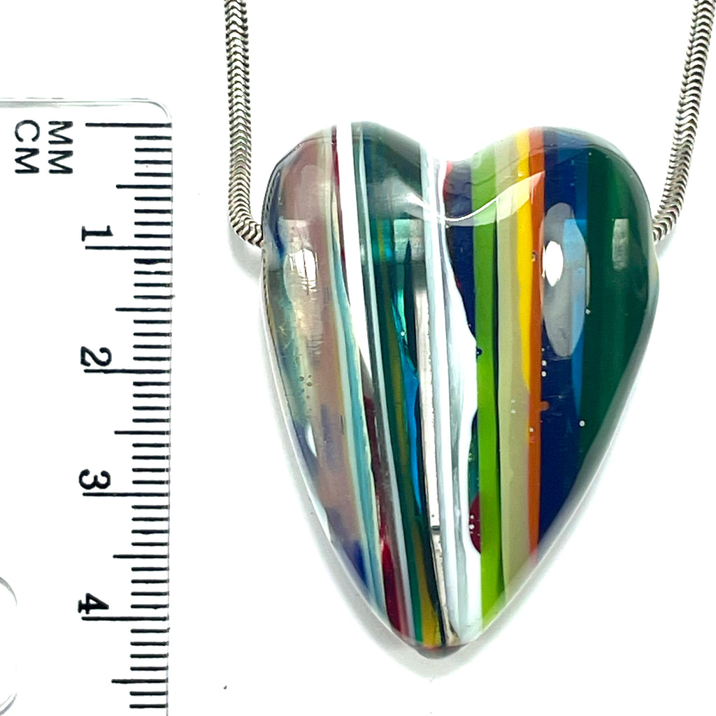 DVH Surfite (Surfboard Resin) Heart Bead Pendant, Fordite-Style 42x31x15mm (6451)