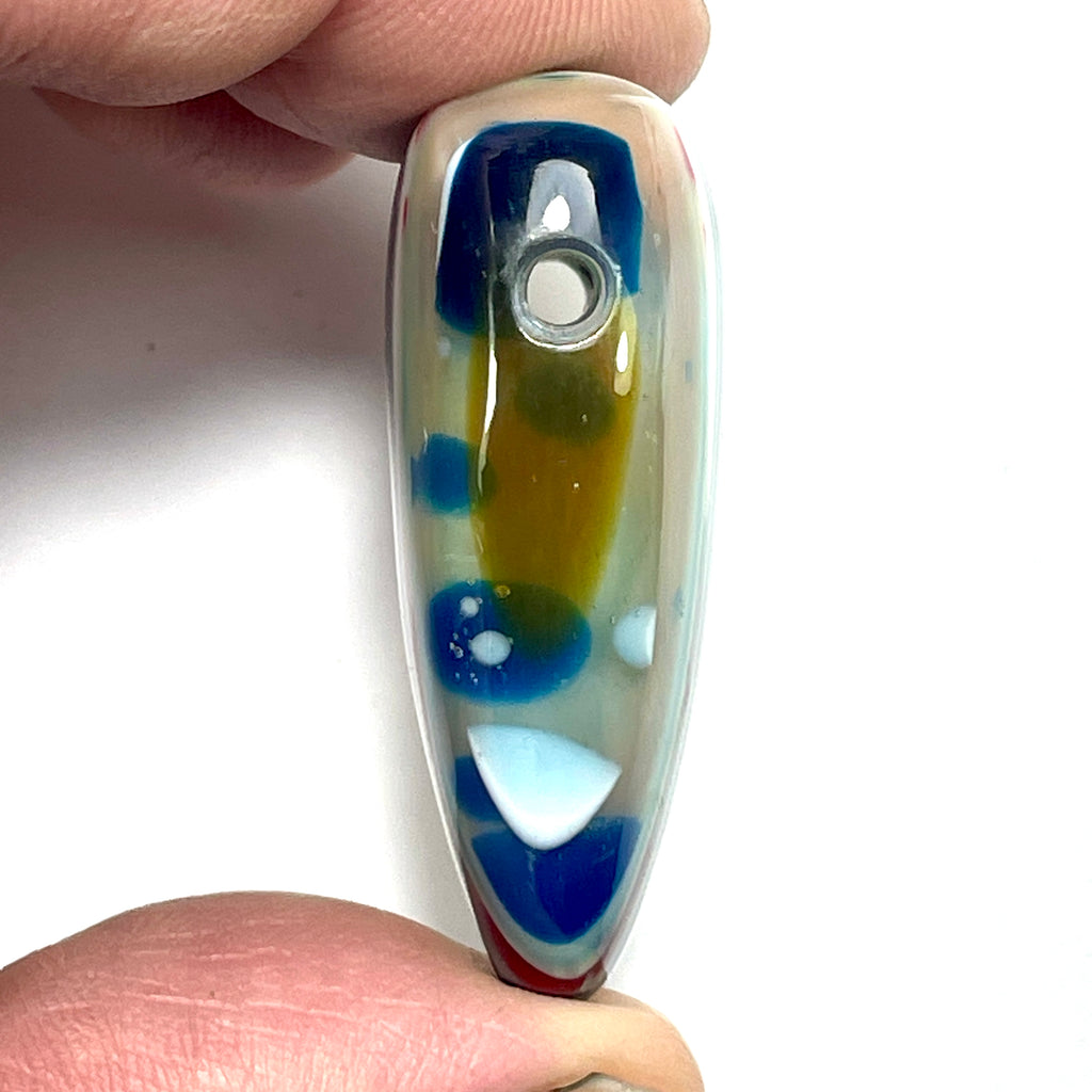 DVH Surfite (Surfboard Resin) Heart Bead Pendant, Fordite-Style 42x31x15mm (6451)