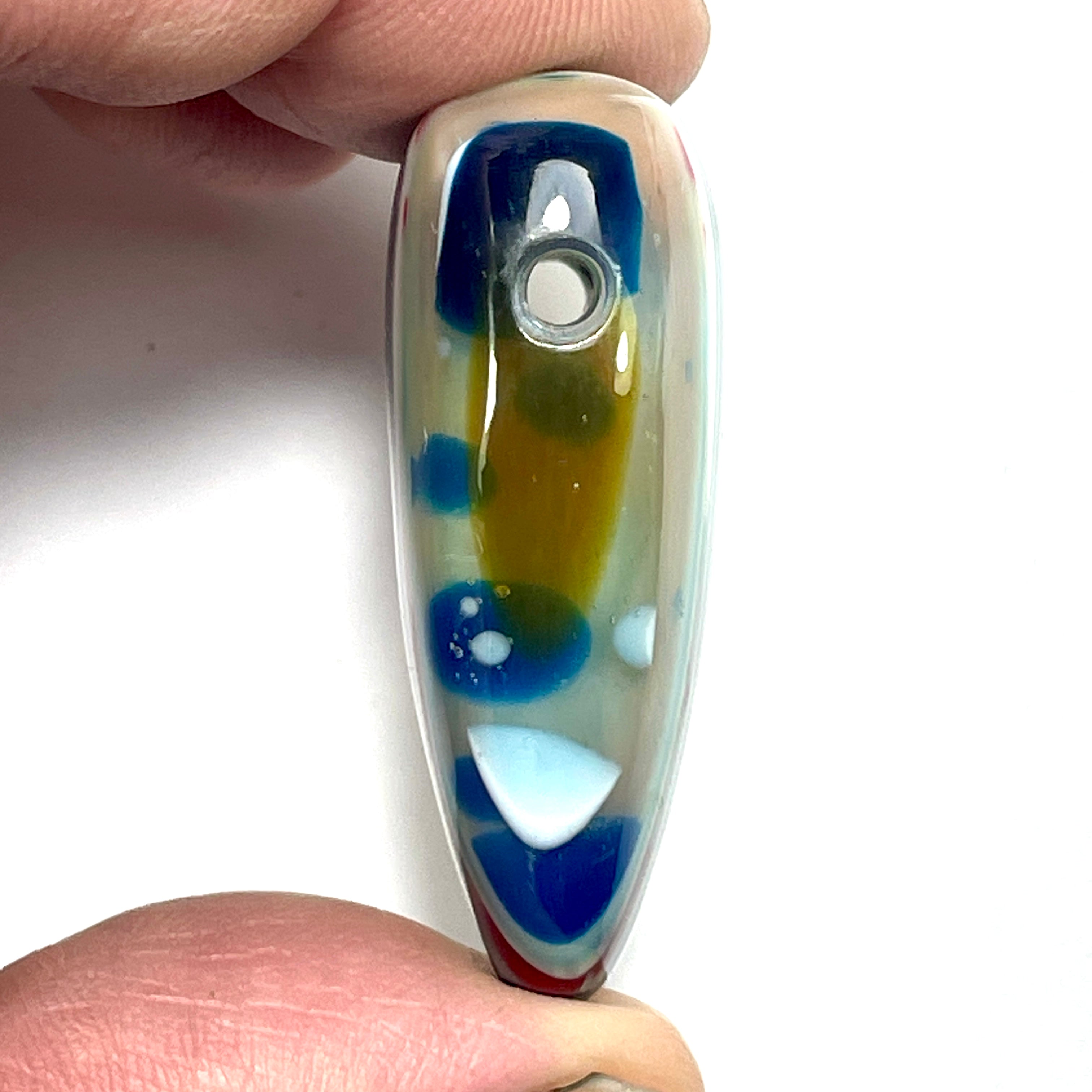 DVH Surfite (Surfboard Resin) Heart Bead Pendant, Fordite-Style 42x31x15mm (6451)