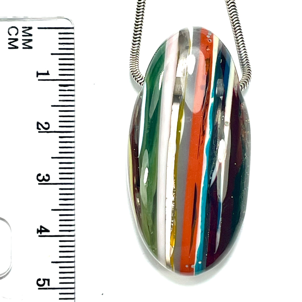 DVH Surfite (Surfboard Resin) Freeform Bead Pendant, Fordite-Style 47x23x12mm (6452)