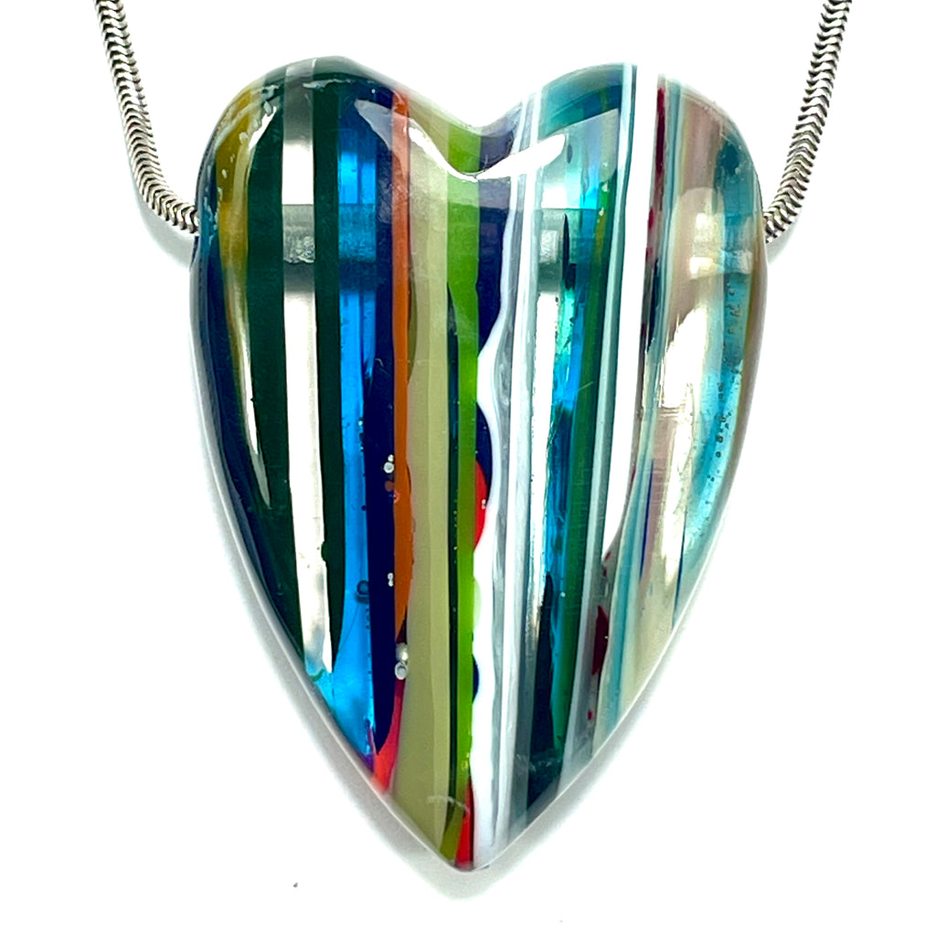 DVH Surfite (Surfboard Resin) Heart Bead Pendant, Fordite-Style 50x36x13mm (6453)