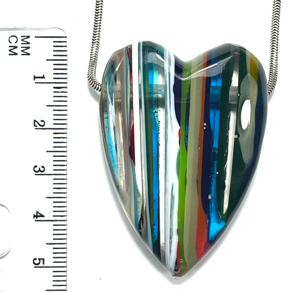 DVH Surfite (Surfboard Resin) Heart Bead Pendant, Fordite-Style 50x36x13mm (6453)