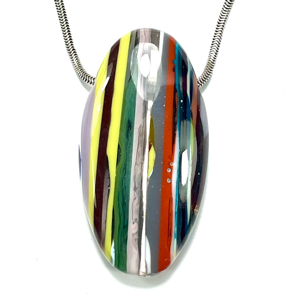 DVH Surfite (Surfboard Resin) Freeform Bead Pendant, Fordite-Style 50x27x12mm (6454)