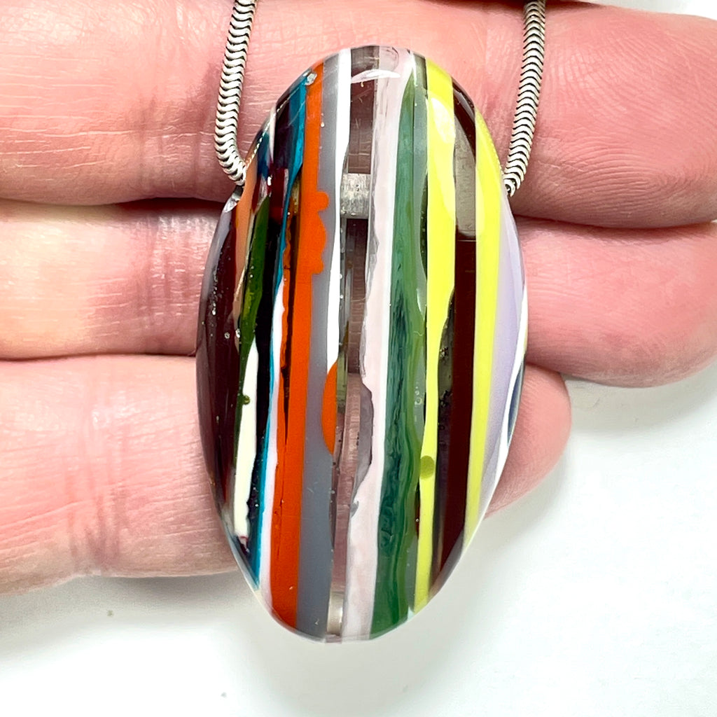 DVH Surfite (Surfboard Resin) Freeform Bead Pendant, Fordite-Style 50x27x12mm (6454)