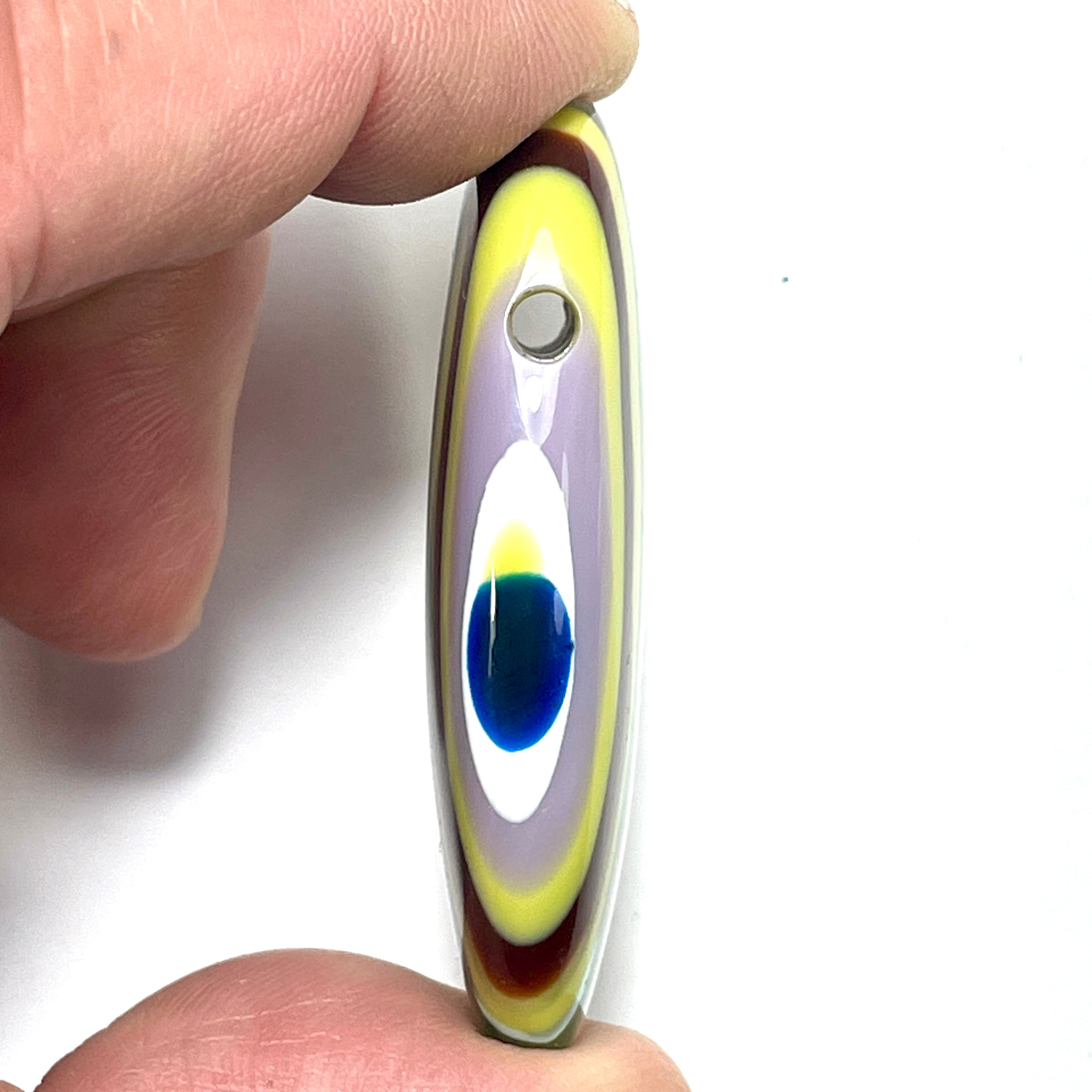 DVH Surfite (Surfboard Resin) Freeform Bead Pendant, Fordite-Style 50x27x12mm (6454)