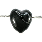 DVH Black Fordite Silver Sheen Onyx Heart Bead (5818)