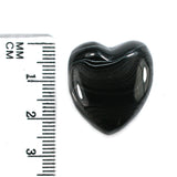 DVH Black Fordite Silver Sheen Onyx Heart Bead (5818)