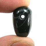 DVH Black Fordite Silver Sheen Onyx Heart Bead (5818)