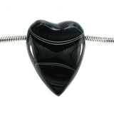 DVH Black Fordite Silver Sheen Onyx Heart Bead (5819)