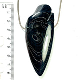 DVH Black Fordite Crown of Silver Sheen Onyx Bead Pendant 78x32x17mm (5954)