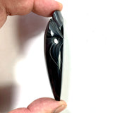 DVH Black Fordite Crown of Silver Sheen Onyx Bead Pendant 78x32x17mm (5954)