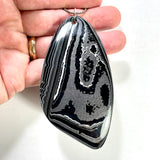 DVH Black Fordite Crown of Silver Sheen Onyx Pendant 97x52x7mm(5955)