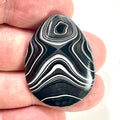 DVH Fordite Cabochon Rare Black Onyx Crown of Silver Sheen 35x27x6mm (6495) - DVHdesigns