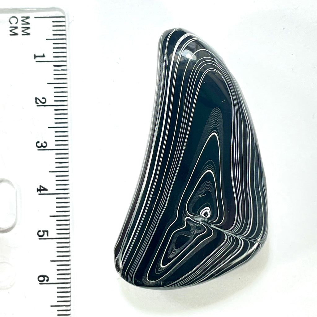 DVH Fordite Bead Pendant Rare Black Onyx Crown of Silver Sheen 56x33x16mm (6501) - DVHdesigns