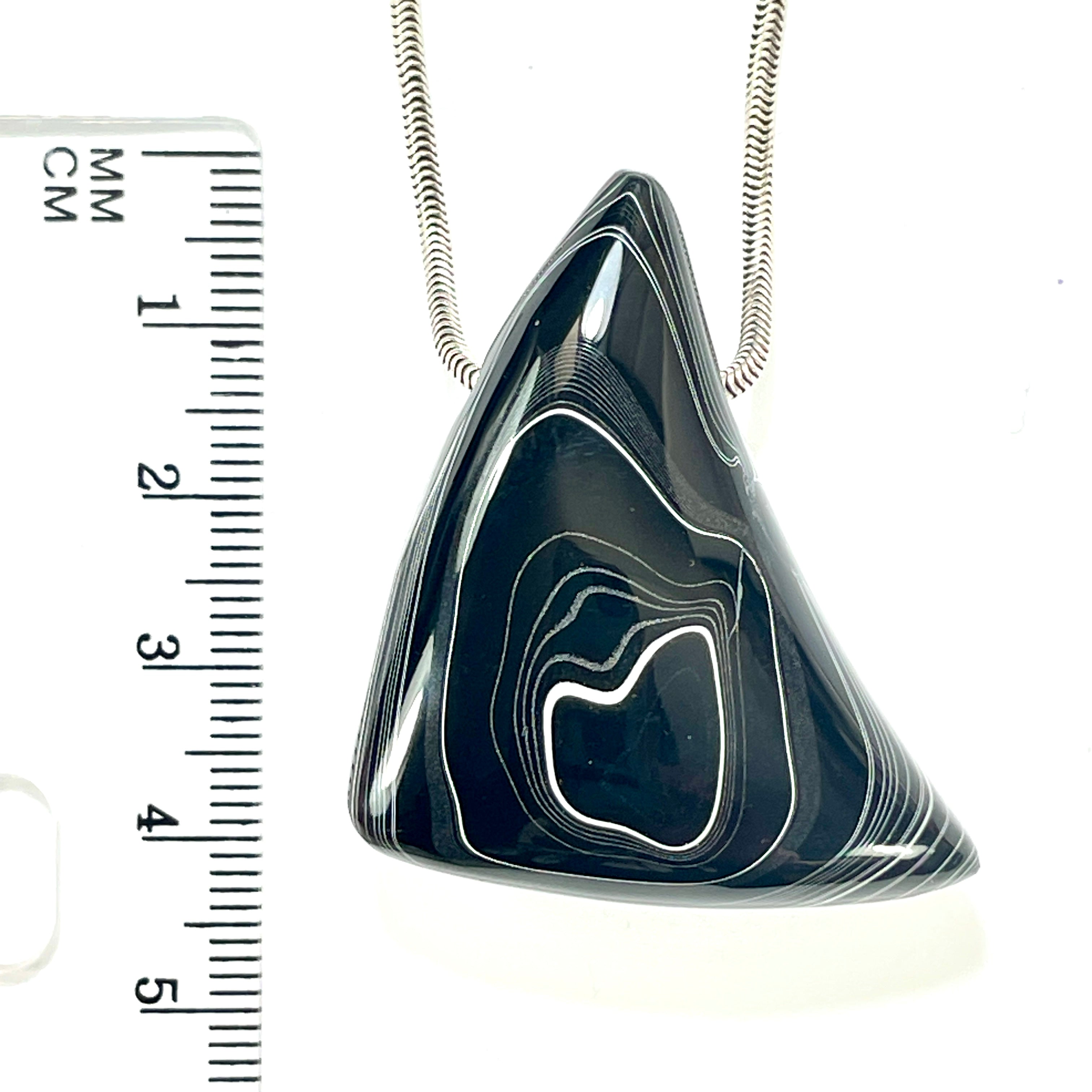 DVH Fordite Bead Pendant Rare Black Onyx Crown of Silver Sheen 41x36x16mm (6503) - DVHdesigns