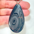 DVH Fordite Pendant Rare Black Onyx Crown of Silver Sheen 60x34x7mm (6542) - DVHdesigns