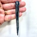 DVH Fordite Bead Pendant Rare Black Gold Stalactite Drip Silver Sheen 109x13x10mm (6602) - DVHdesigns