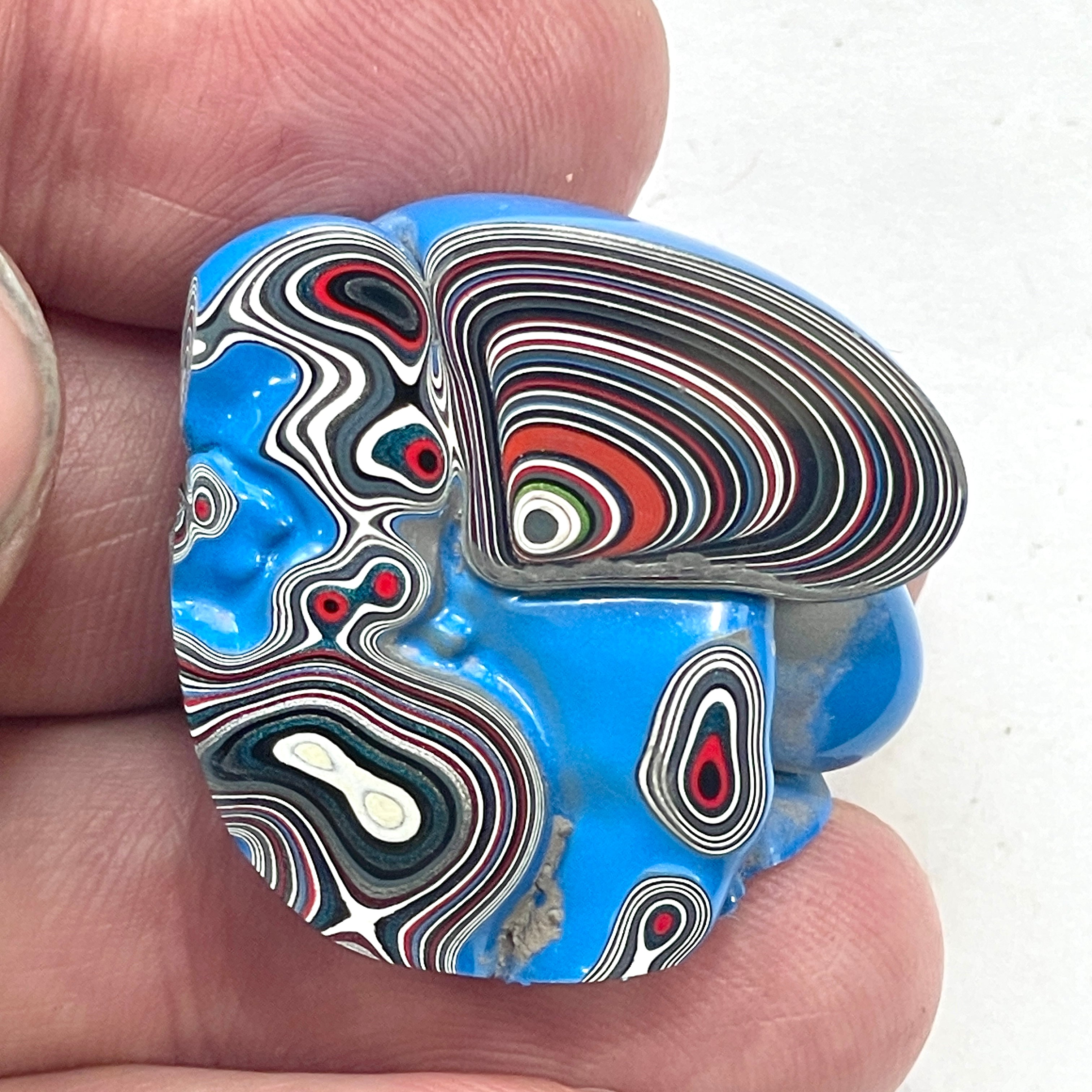 DVH Grabber Blue Ford Mustang Fordite Specimen Polished Face Michigan (6340) - DVHdesigns