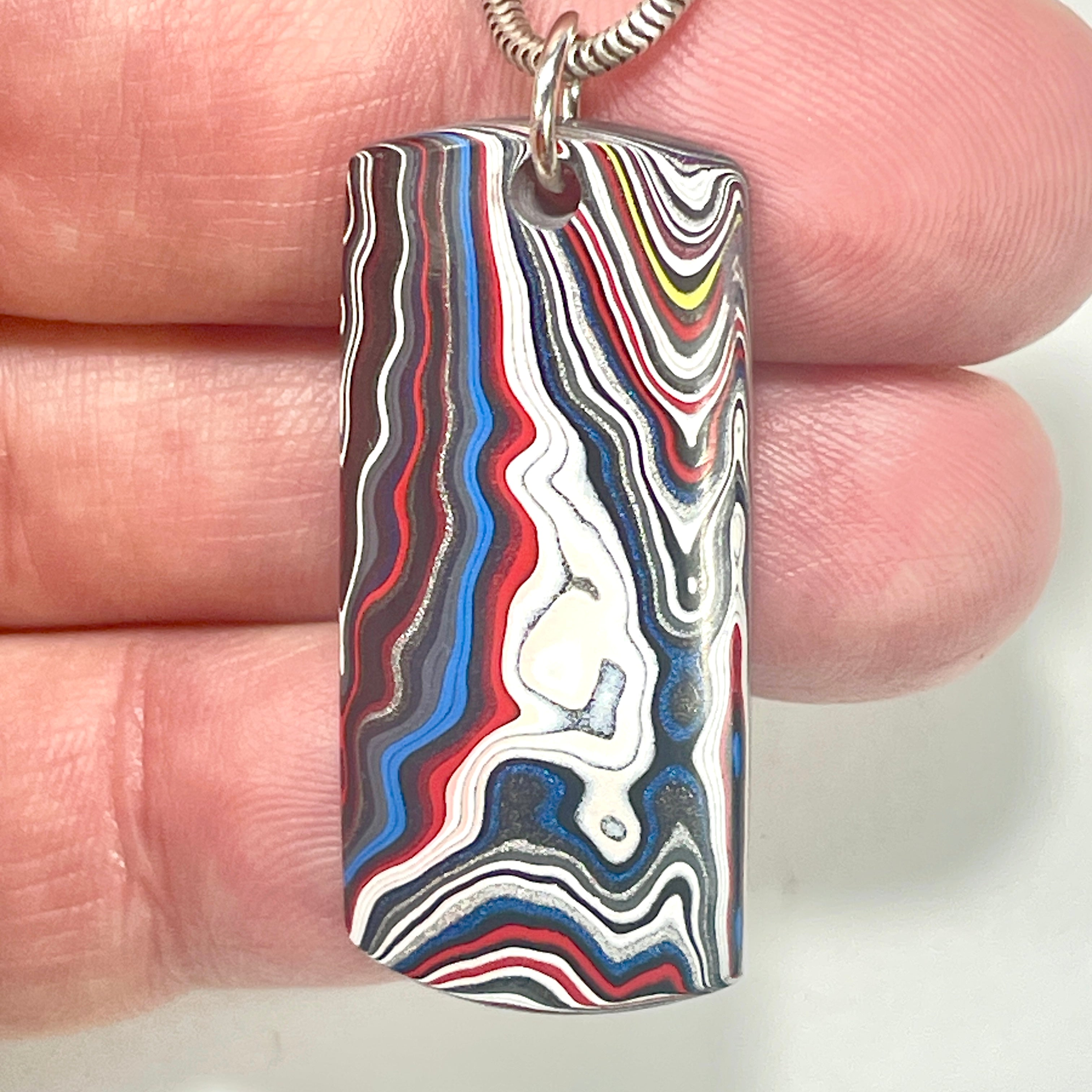 DVH Genuine Michigan Mustang Fordite Dog Tag Pendant 38x18x5mm (6398) - DVHdesigns