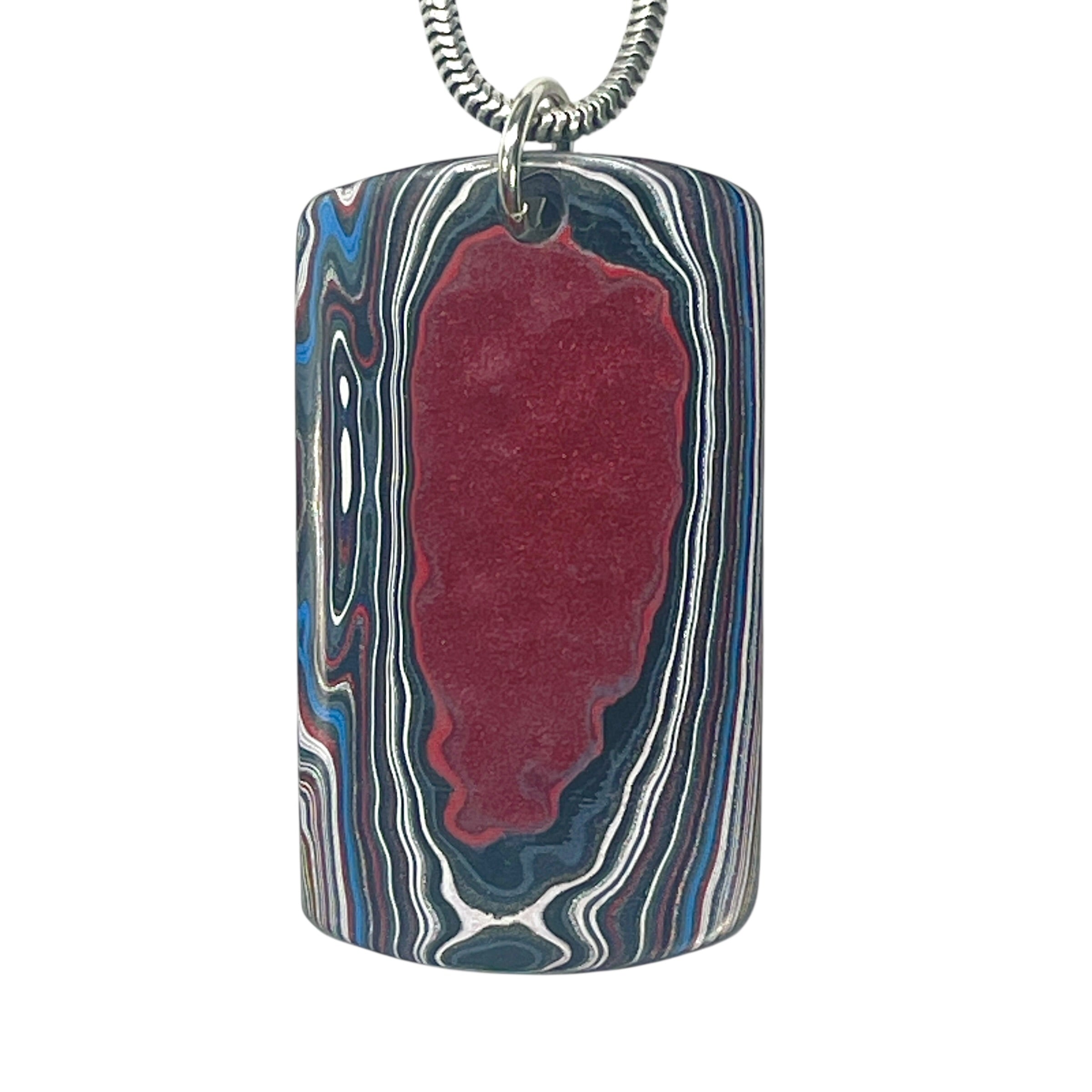 DVH Fordite Pendant Dog Tag Michigan Mustang 36x20x4mm (6399) - DVHdesigns