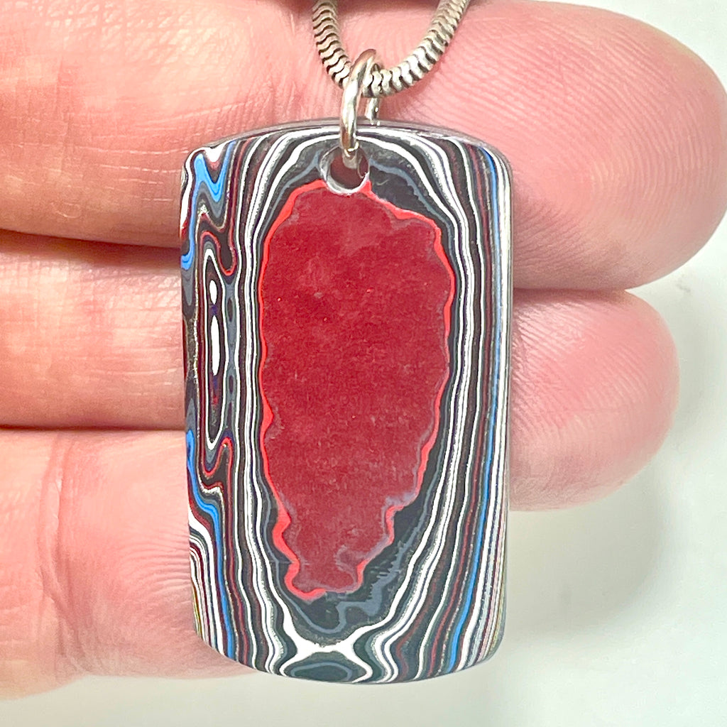 DVH Fordite Pendant Dog Tag Michigan Mustang 36x20x4mm (6399) - DVHdesigns