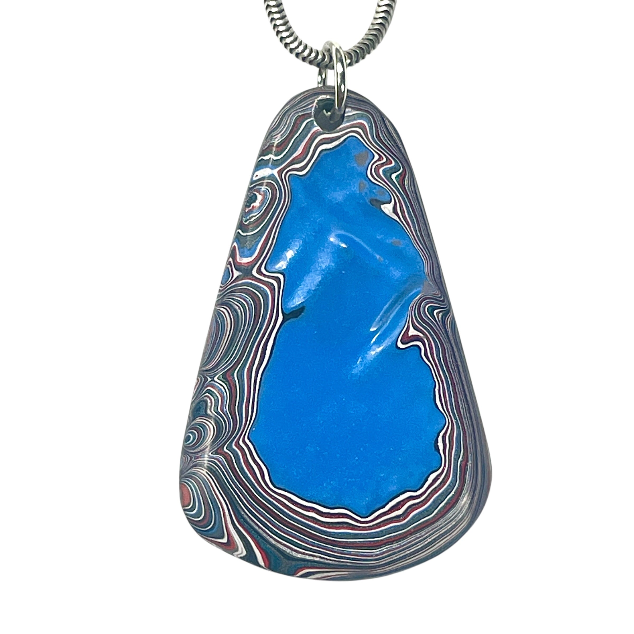 DVH Fordite Pendant Grabber Blue Michigan Mustang 44x28x6mm (6400) - DVHdesigns