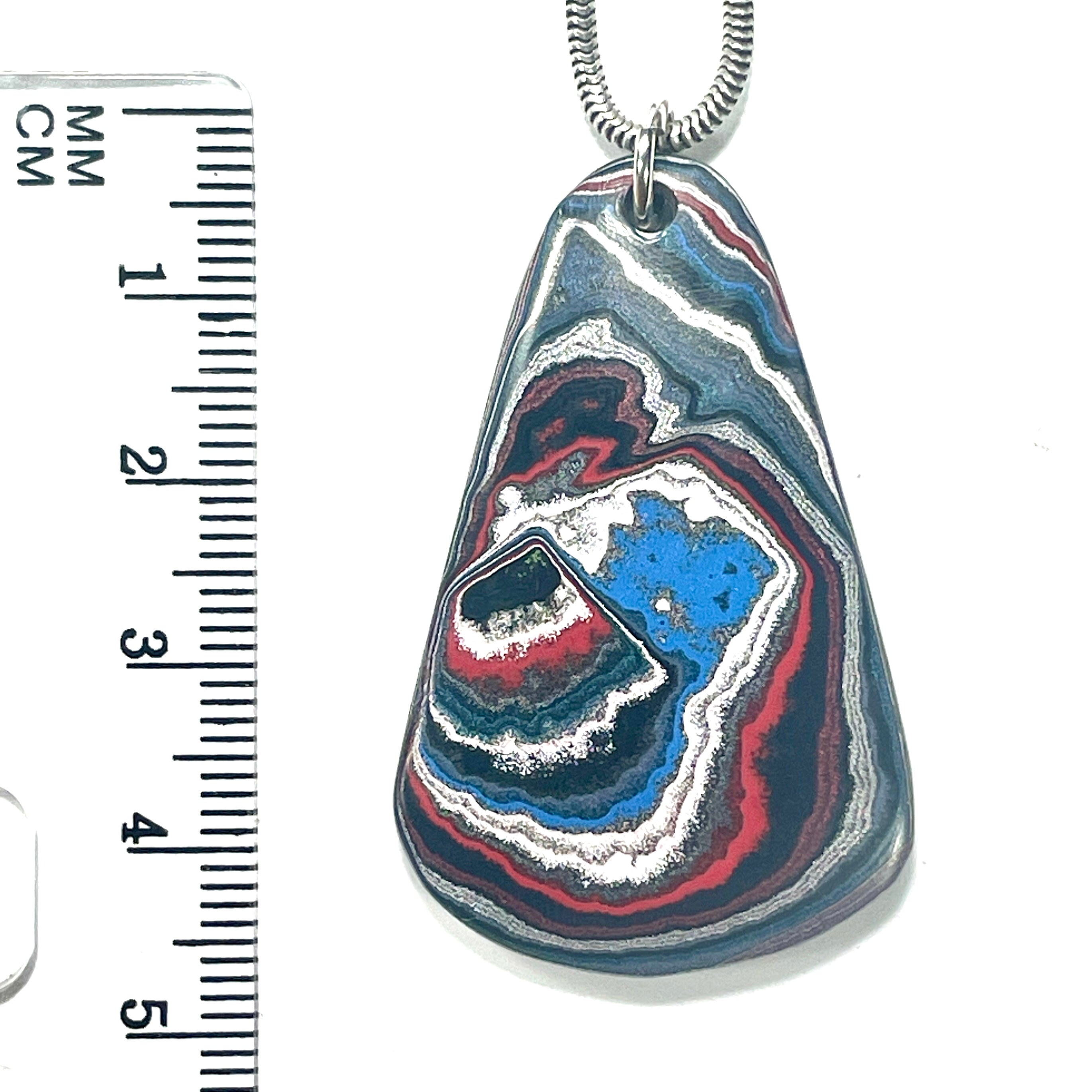 DVH Fordite Pendant Grabber Blue Michigan Mustang 44x28x6mm (6400) - DVHdesigns