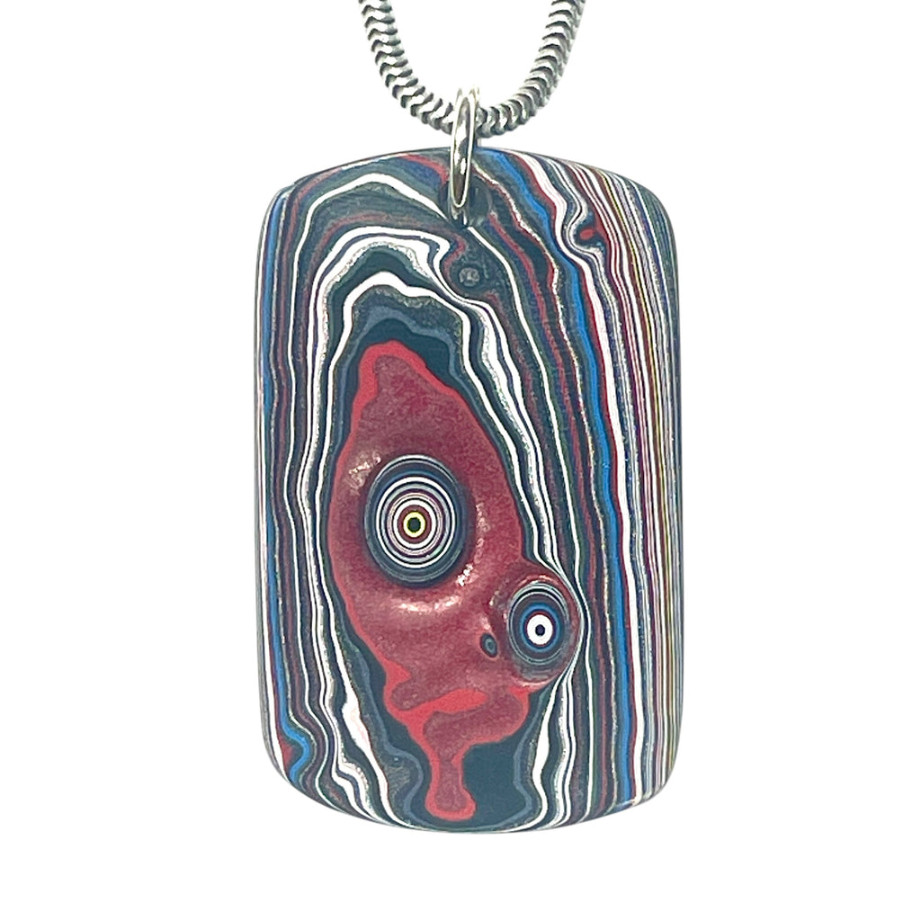 DVH Fordite Pendant Dog Tag Rapid Red Michigan Mustang 34x21x4mm (6401) - DVHdesigns