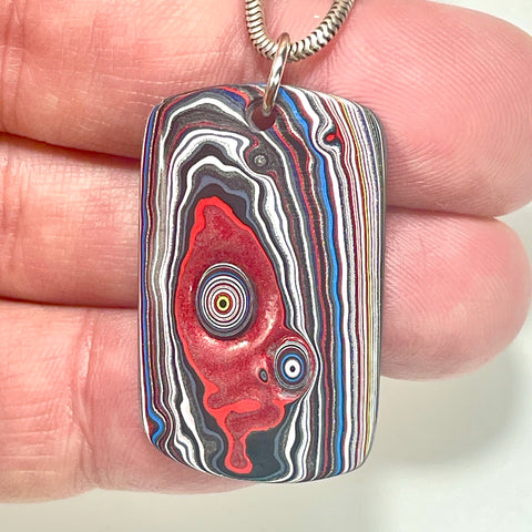 DVH Fordite Pendant Dog Tag Rapid Red Michigan Mustang 34x21x4mm (6401) - DVHdesigns