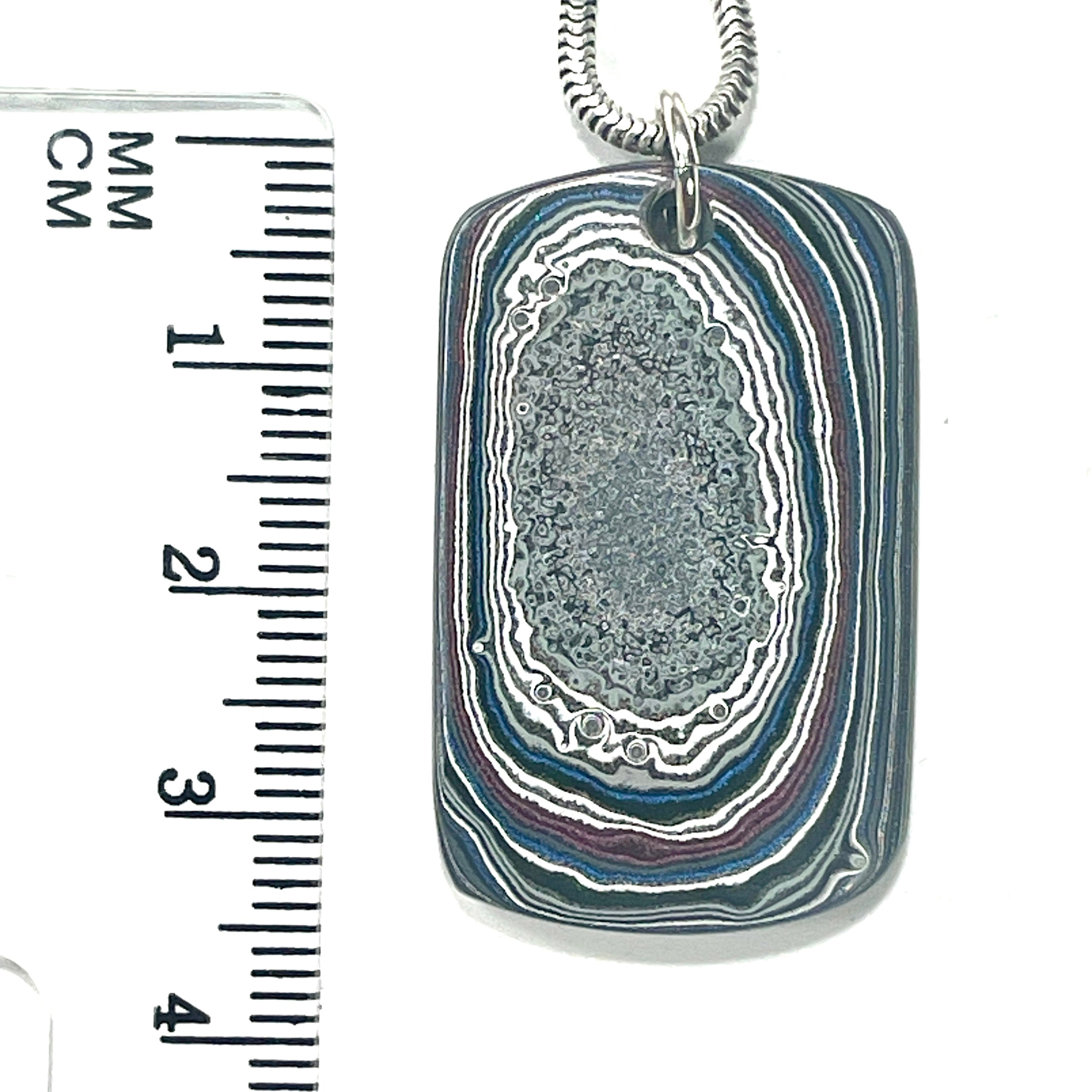 DVH Fordite Pendant Dog Tag Rapid Red Michigan Mustang 34x21x4mm (6401) - DVHdesigns