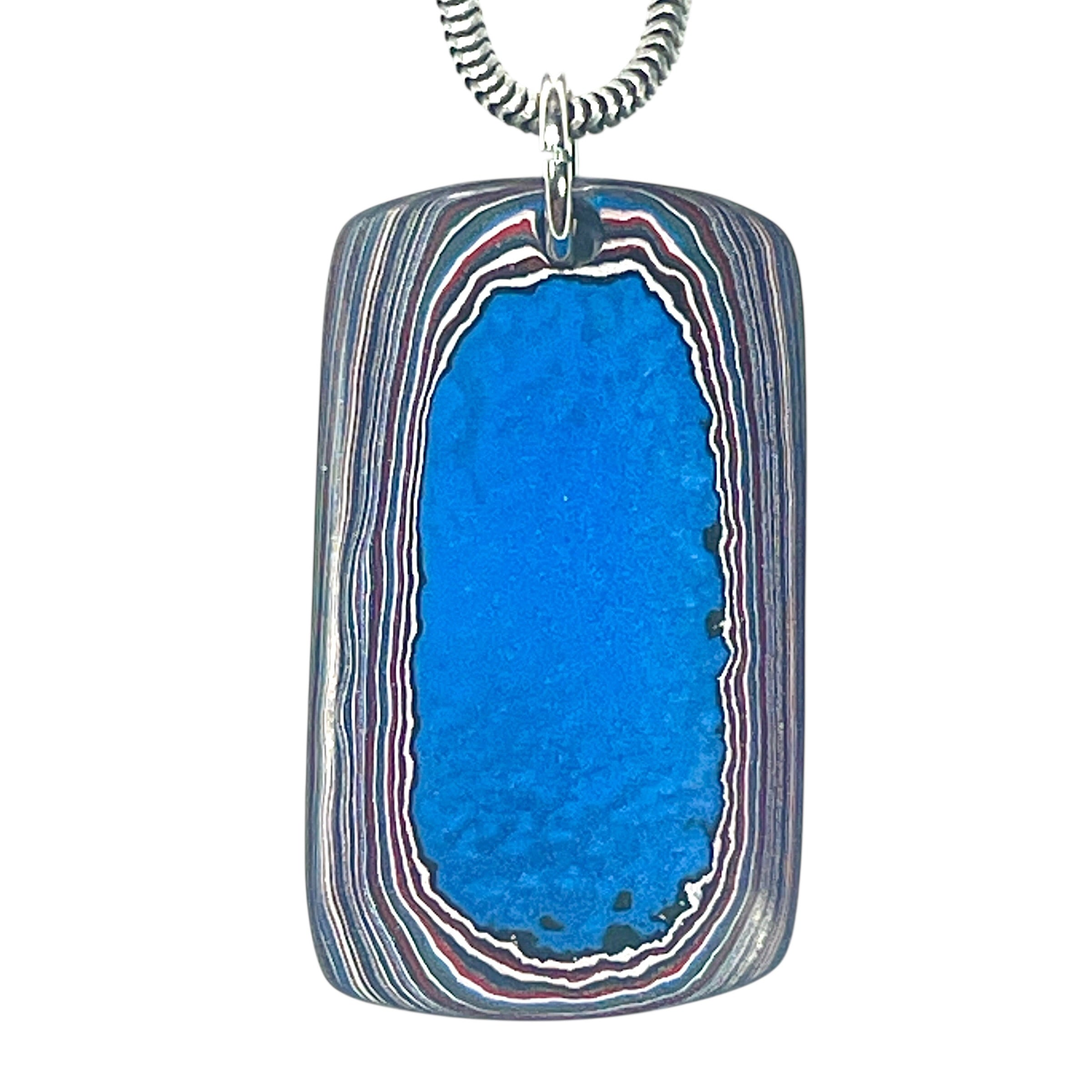 DVH Fordite Pendant Dog Tag Grabber Blue Michigan Mustang 32x18x4mm (6403) - DVHdesigns