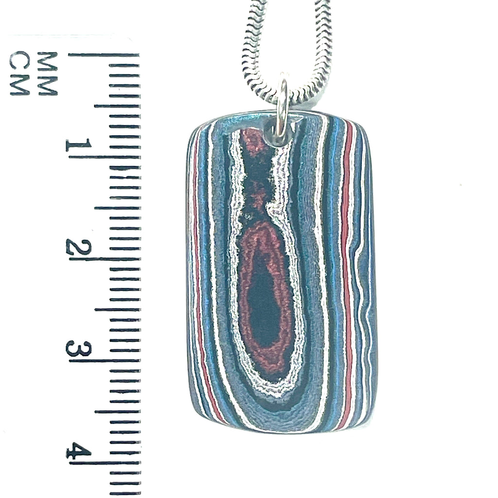 DVH Fordite Pendant Dog Tag Grabber Blue Michigan Mustang 32x18x4mm (6403) - DVHdesigns