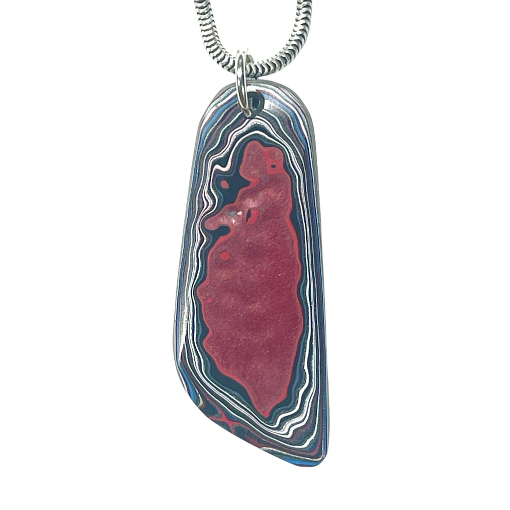 DVH Fordite Pendant Rapid Red Michigan Mustang 40x15x4mm (6404) - DVHdesigns