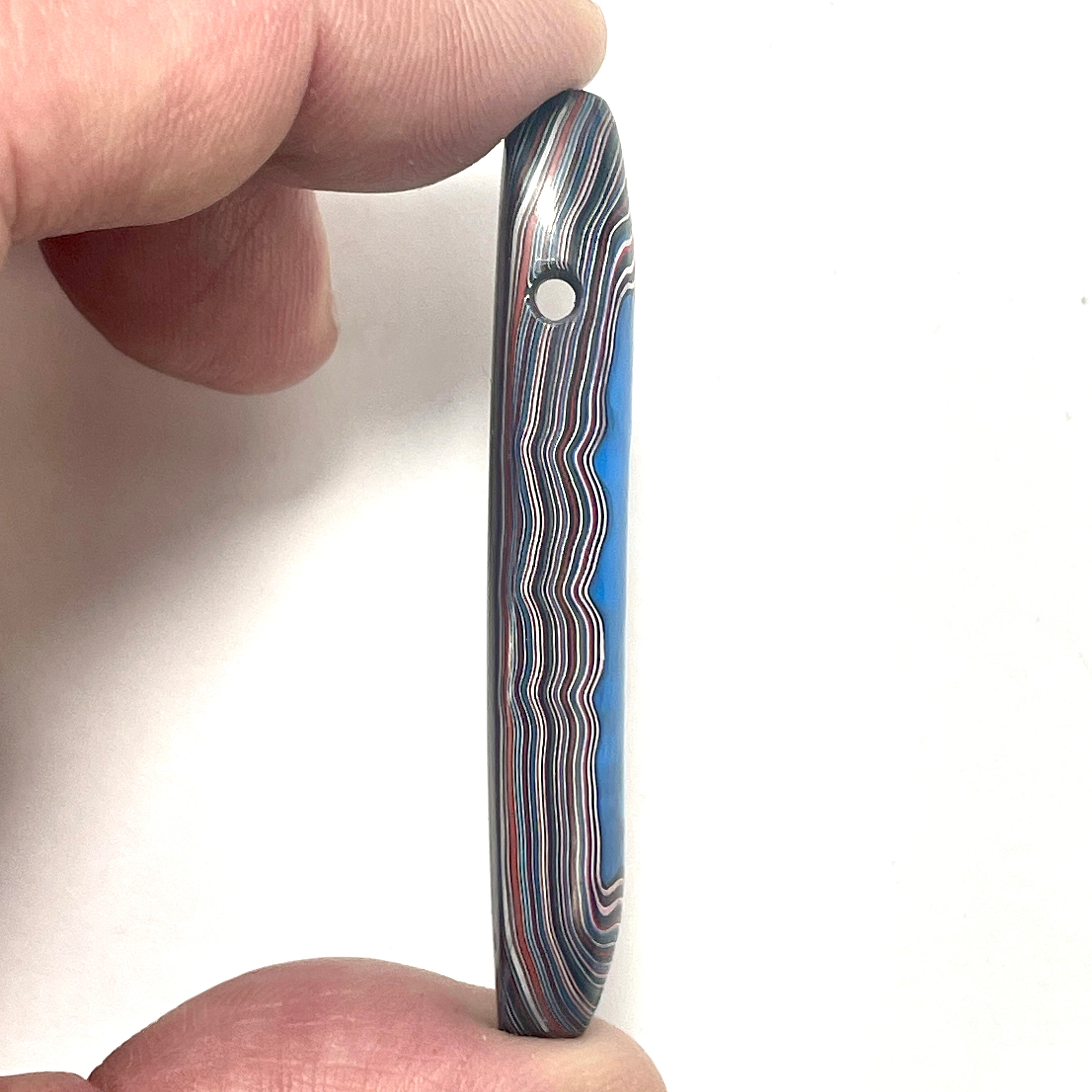 DVH Fordite Bead Pendant Grabber Blue Michigan Mustang 57x11x8mm (6415) - DVHdesigns